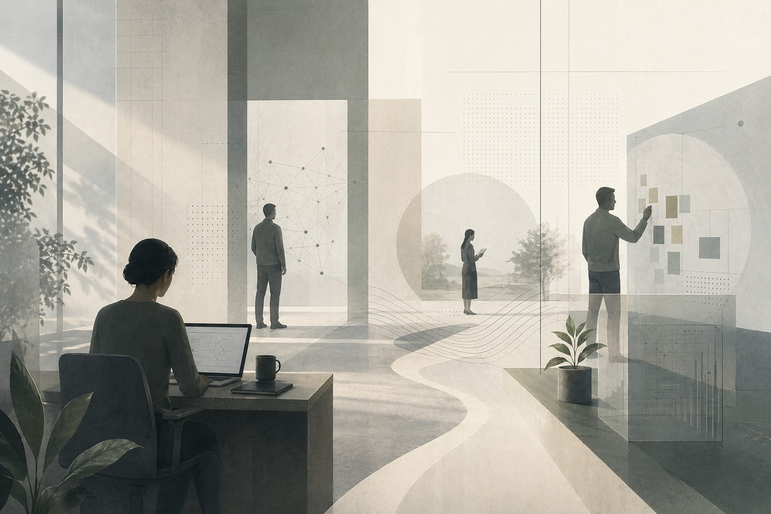 Abstrakte Szene zu AI Adoption in Organisationen