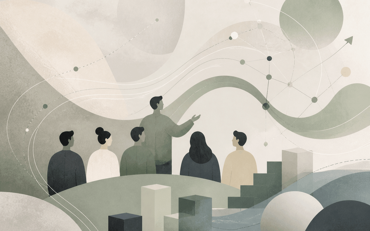 Abstrakte Visualisierung fuer KI-Schulungen und Enablement